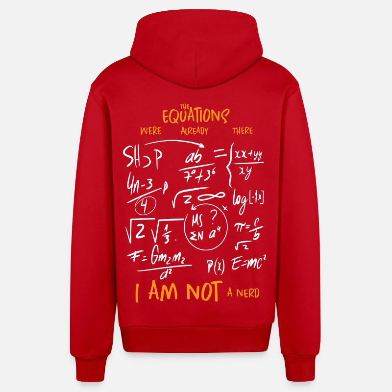 Équations mathématiques - Veste à capuche bio décontractée fabriquée en UE - rouge