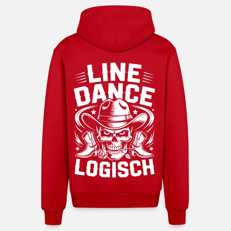 Line Dance Schädel Logo - Organic Relaxed Kapuzenjacke Made in EU - Rot