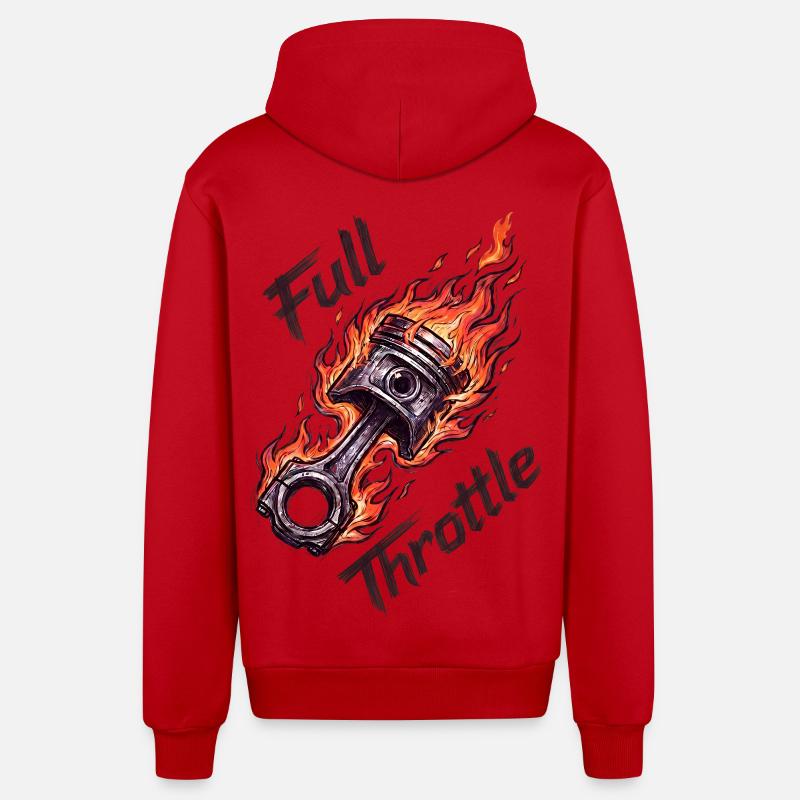 Piston à pleine accélération - Veste à capuche bio décontractée fabriquée en UE - rouge