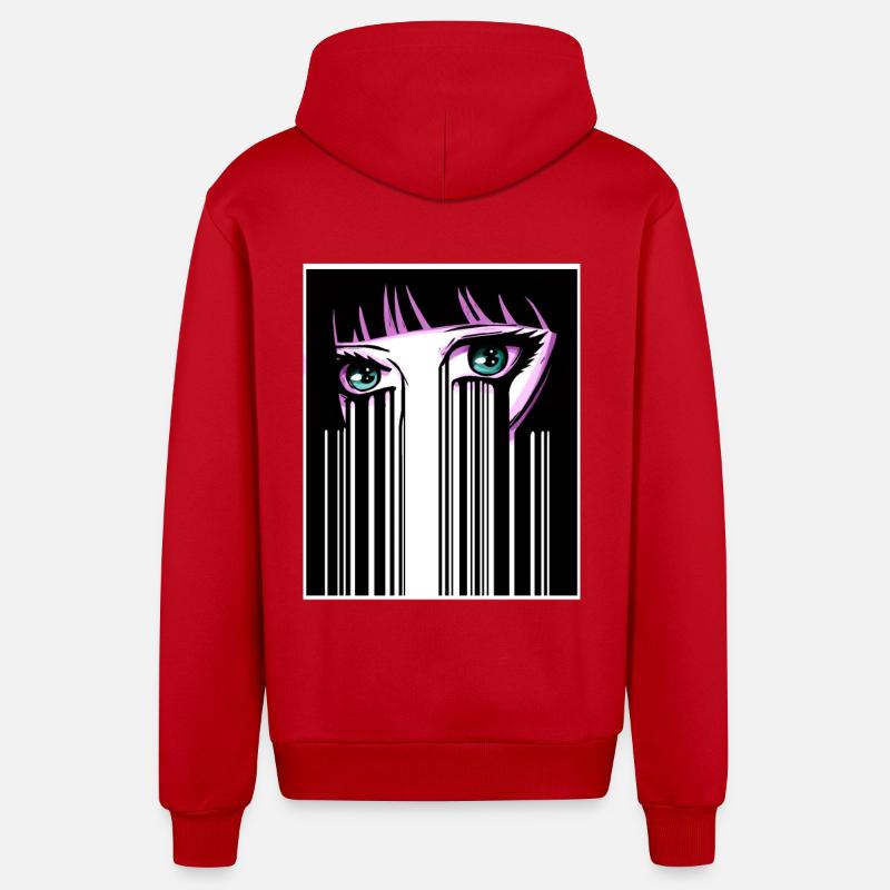 Anime Eyes Japon Code-barres - Veste à capuche bio décontractée fabriquée en UE - rouge