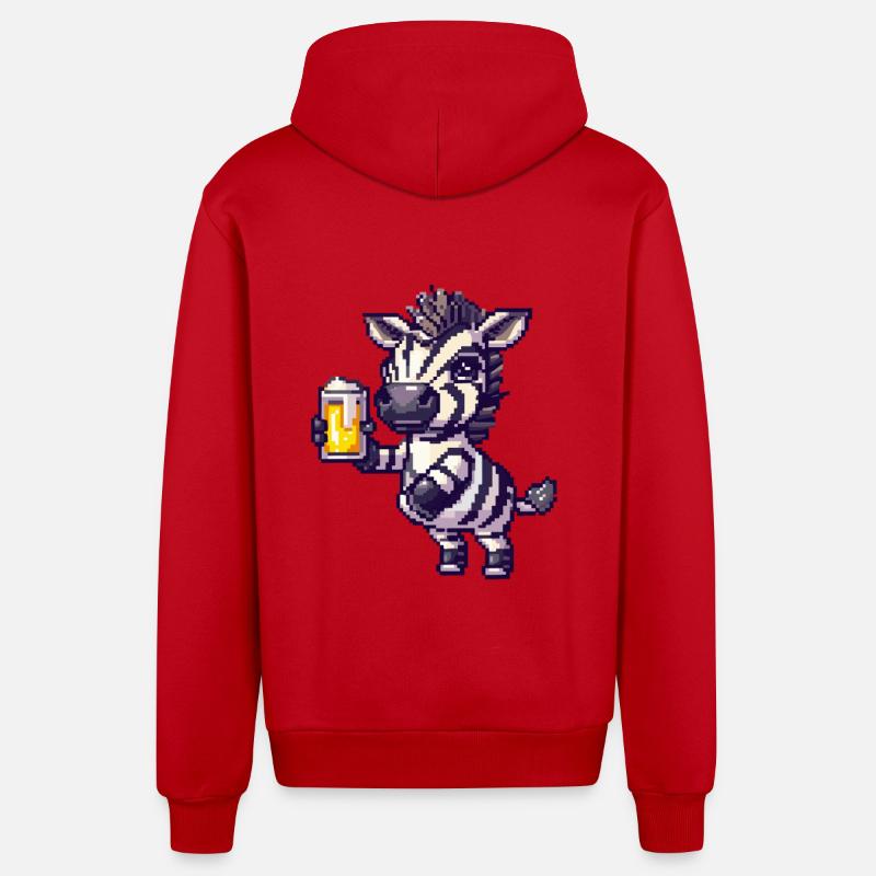 Bière Zebra Pixel - Veste à capuche bio décontractée fabriquée en UE - rouge