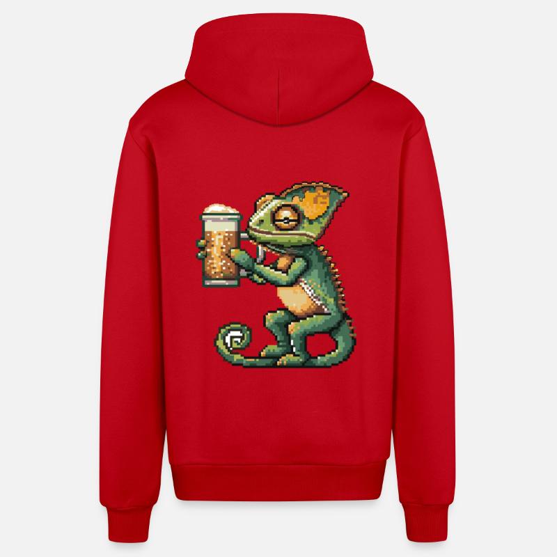 Chameleon Pixel Bier - Organic Relaxed Kapuzenjacke Made in EU - Rot