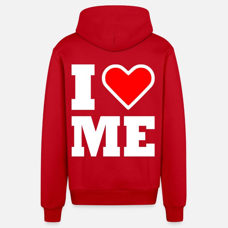 I love me - Veste à capuche bio décontractée fabriquée en UE - rouge