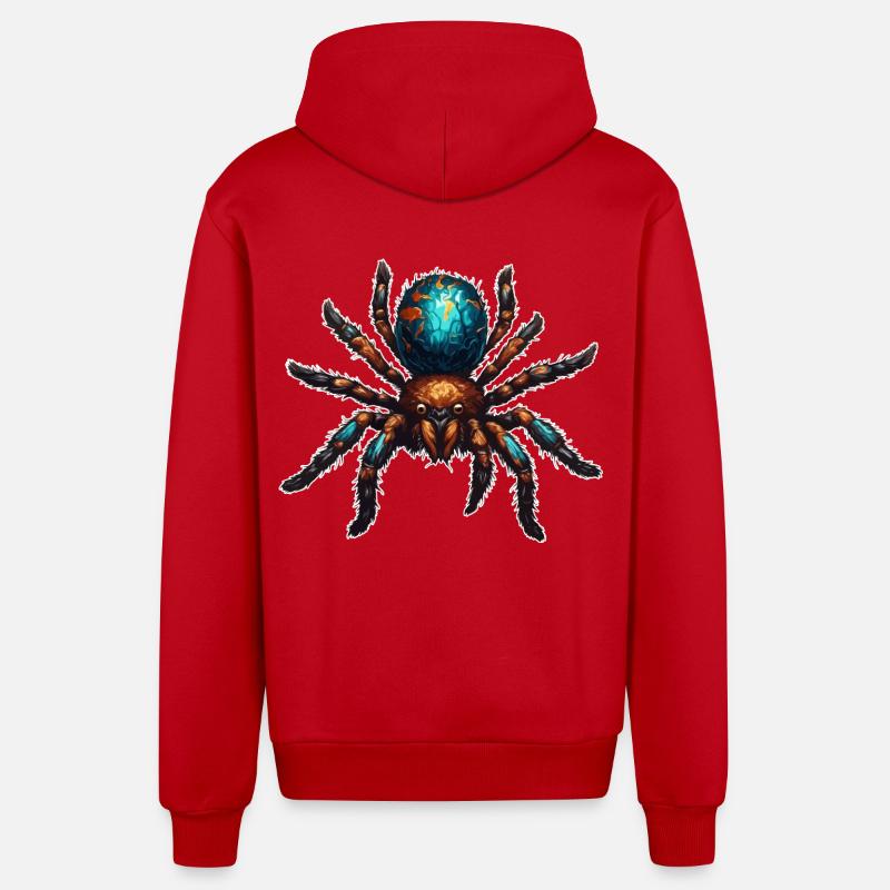 Spider / Web / Pet / Reptile / Eight-legged - Organic Relaxed Hooded Jacket Made in EU - red