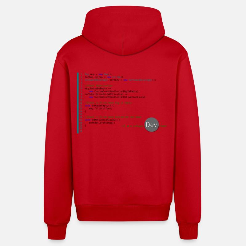 I am a Software Developer - Organic Relaxed Hooded Jacket Made in EU - red