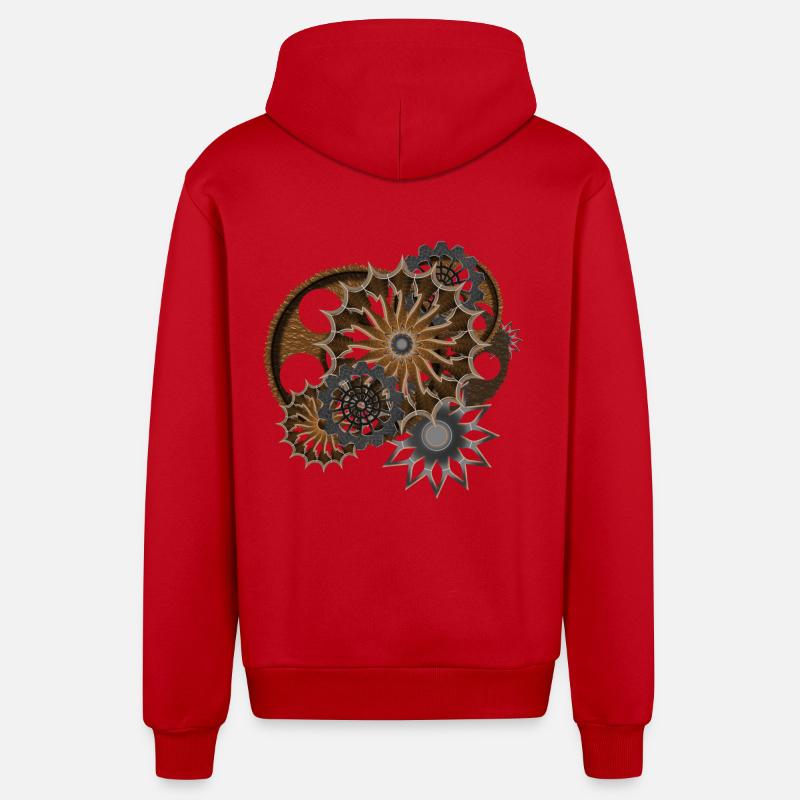 Steampunk - Veste à capuche bio décontractée fabriquée en UE - rouge