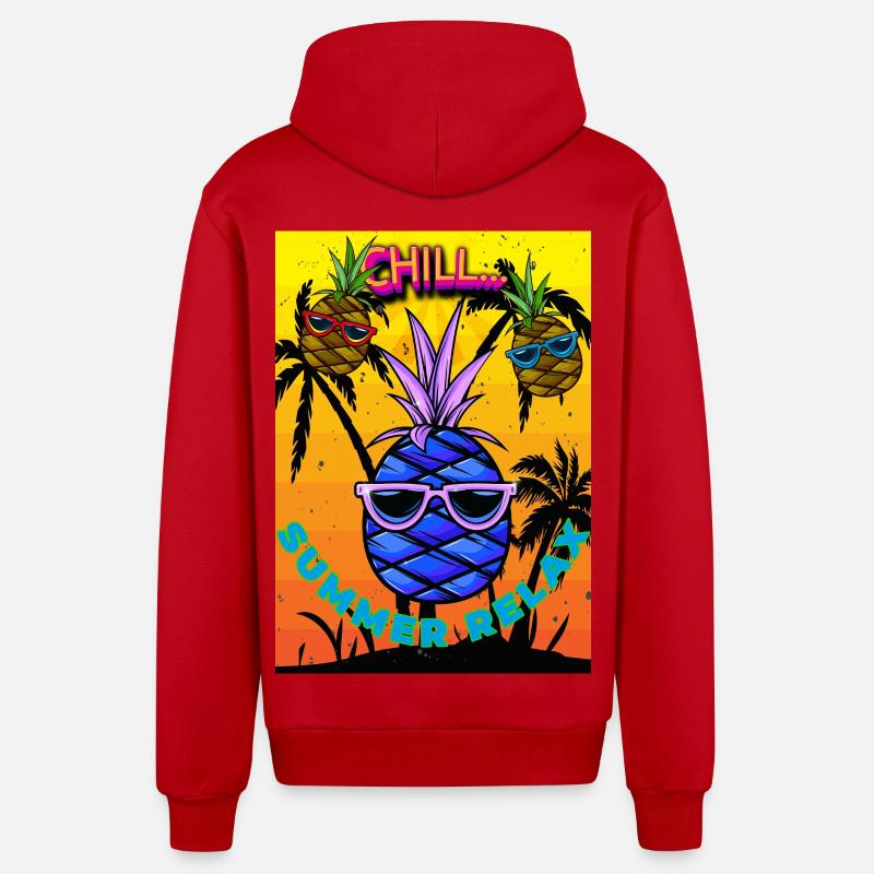Chill summer relax - Veste à capuche bio décontractée fabriquée en UE - rouge