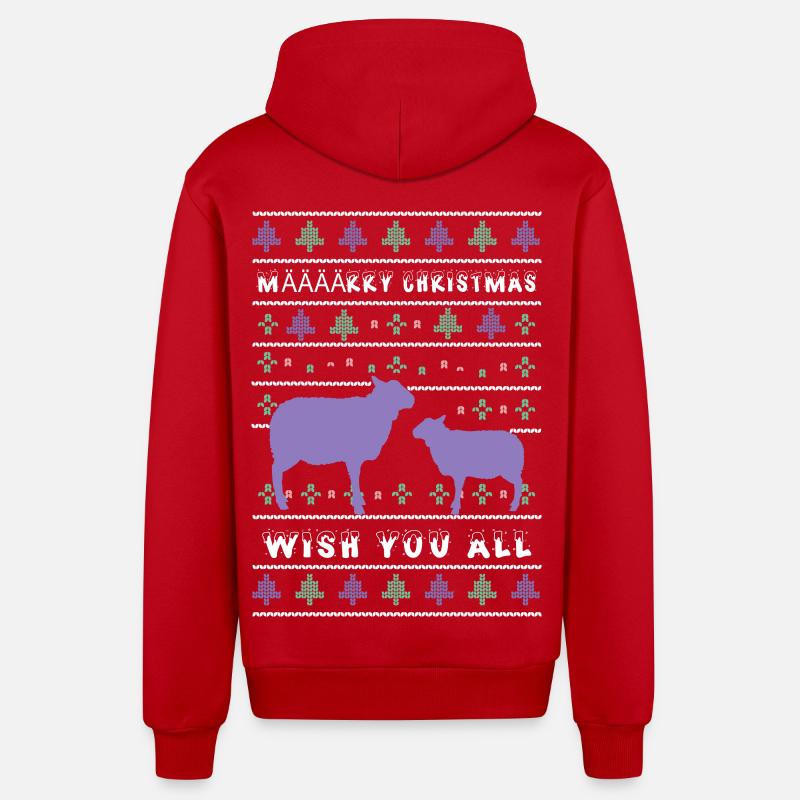Määäärry Moutons de Noël - Veste à capuche bio décontractée fabriquée en UE - rouge