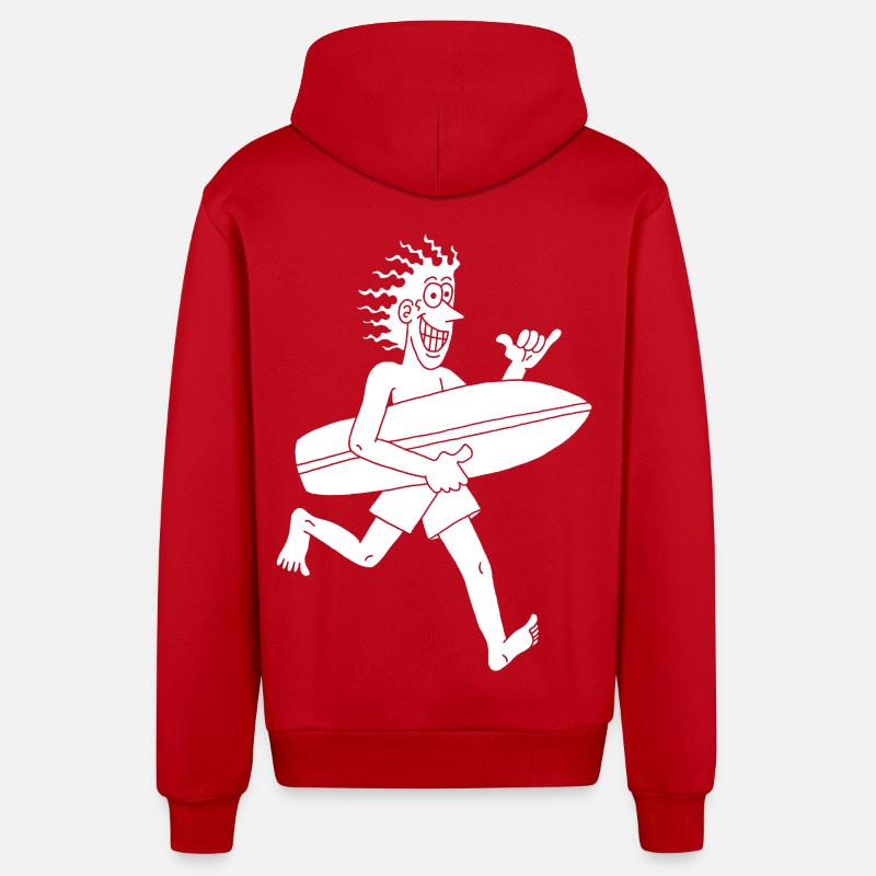 Surfeur impatient (blanc) - Veste à capuche bio décontractée fabriquée en UE - rouge