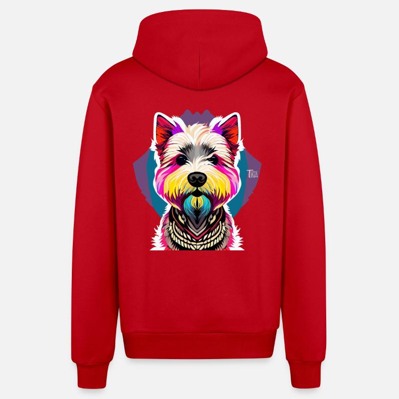 Terrier des Highlands de l’Ouest - Veste à capuche bio décontractée fabriquée en UE - rouge