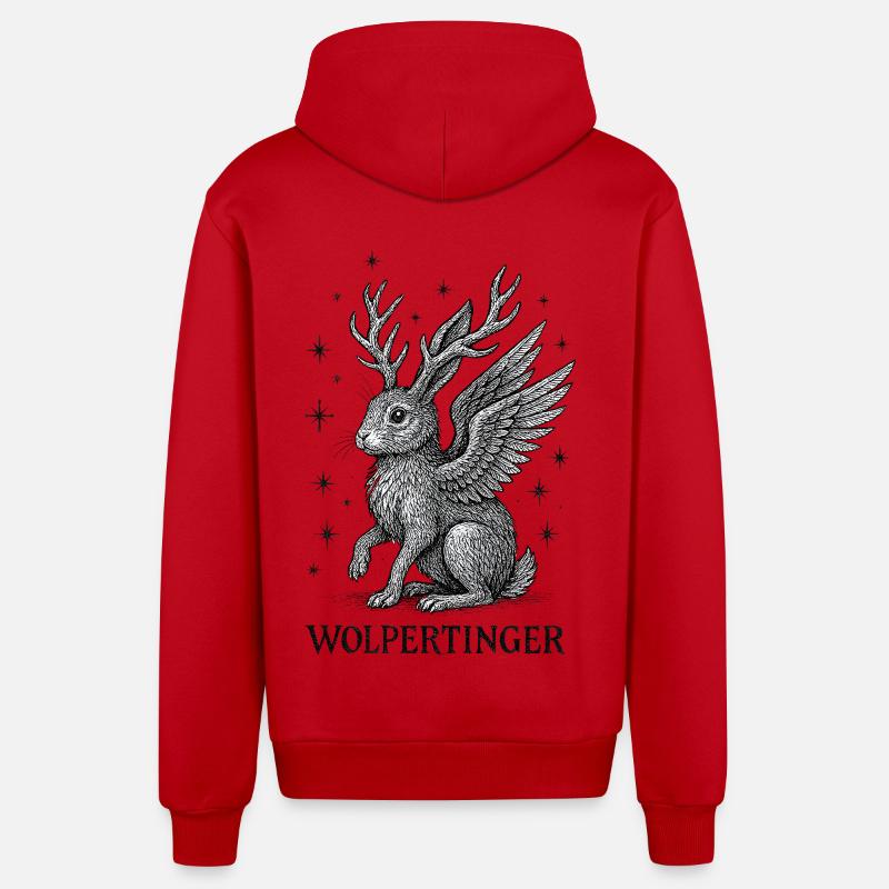 Créature mythique - Le Wolpertinger - Veste à capuche bio décontractée fabriquée en UE - rouge