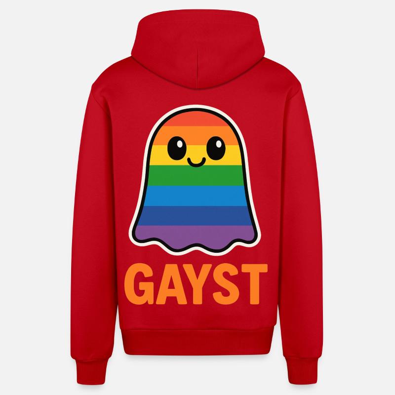Costume d’Halloween Rainbow Ghost Pride - Veste à capuche bio décontractée fabriquée en UE - rouge