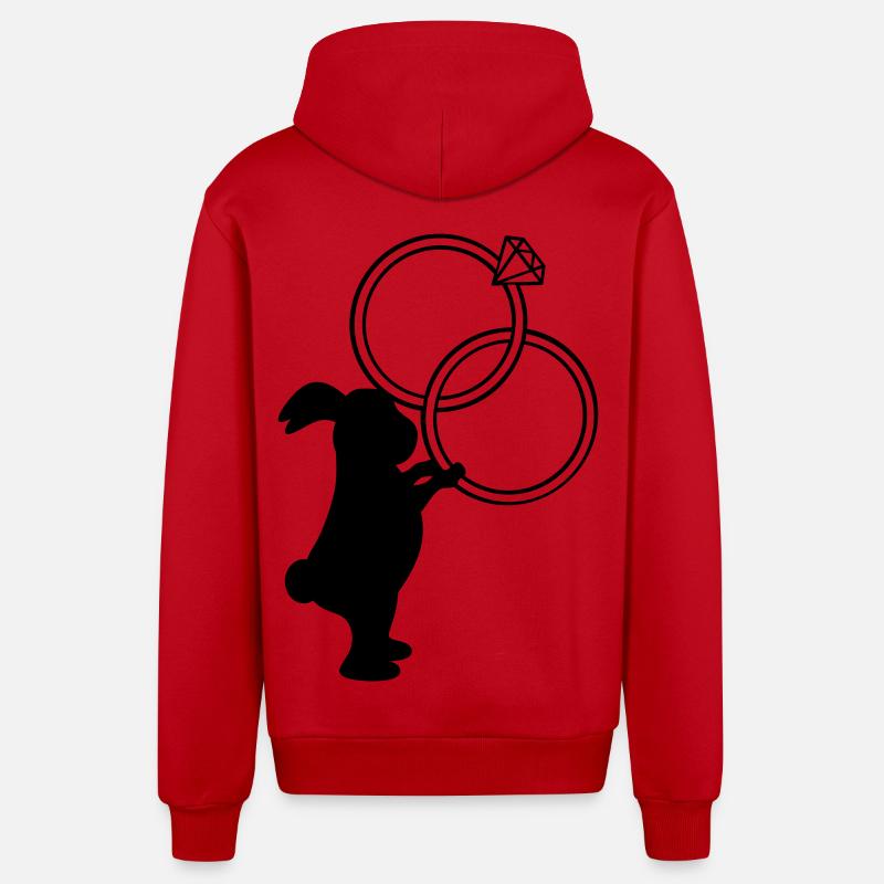 Bagues de mariage Lapin de mariage - Veste à capuche bio décontractée fabriquée en UE - rouge