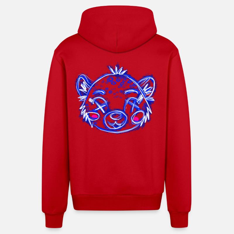 Dead Leo Blue - Veste à capuche bio décontractée fabriquée en UE - rouge