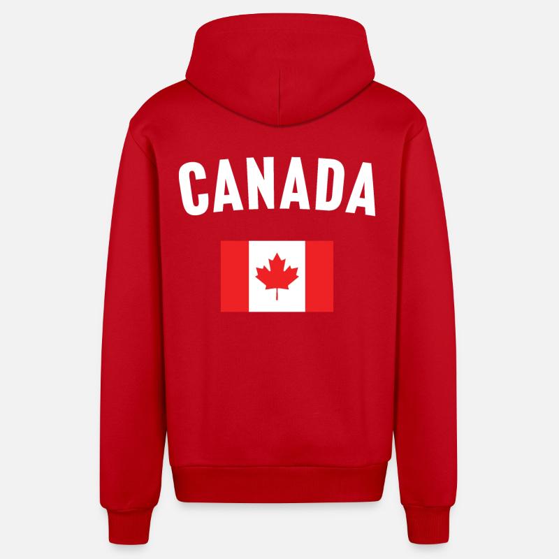 Drapeau du Canada - Veste à capuche bio décontractée fabriquée en UE - rouge