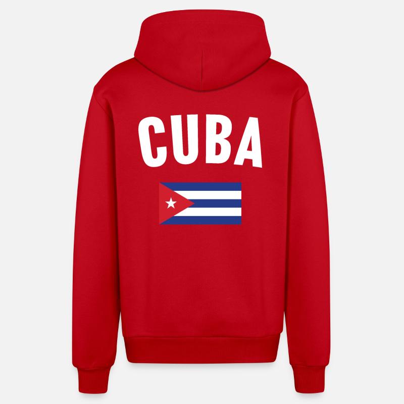 Drapeau de Cuba - Veste à capuche bio décontractée fabriquée en UE - rouge