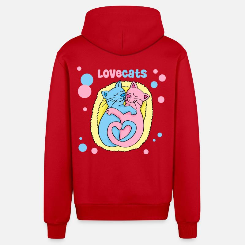 Aimer les chats - Veste à capuche bio décontractée fabriquée en UE - rouge
