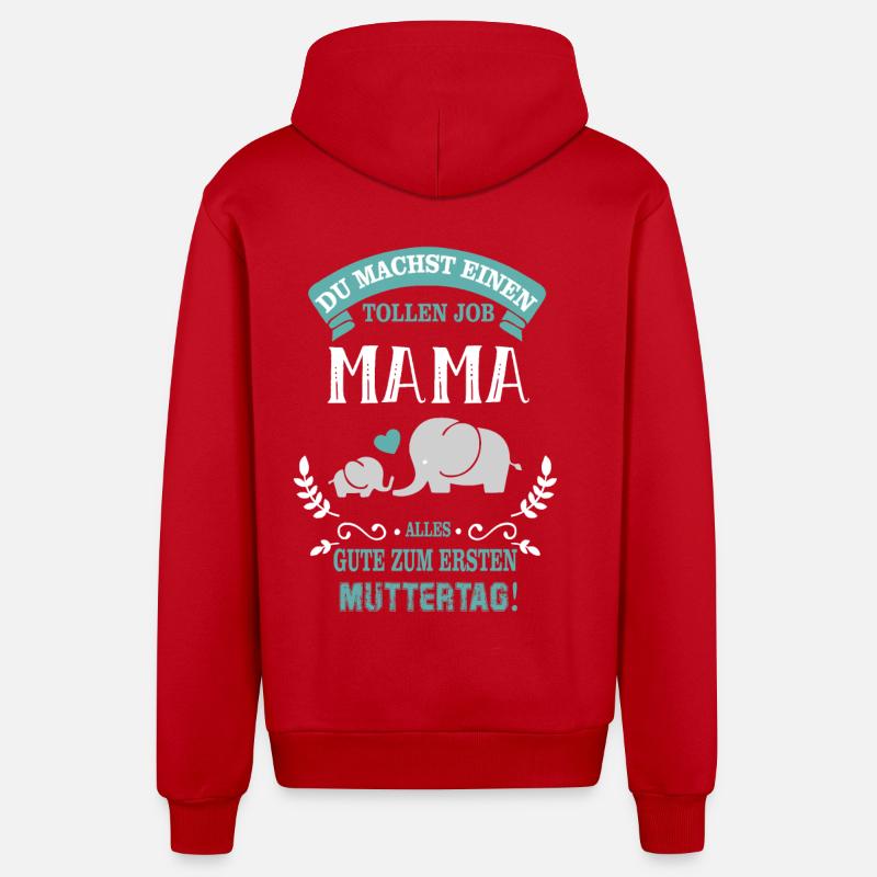 Muttertag Elefant - Organic Relaxed Kapuzenjacke Made in EU - Rot