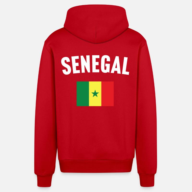 Drapeau du Sénégal - Veste à capuche bio décontractée fabriquée en UE - rouge