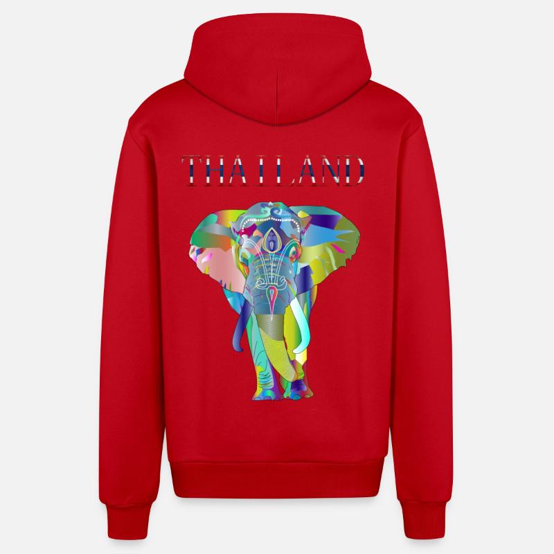 THAILAND ELEFANT GESCHENK IDEE - Organic Relaxed Kapuzenjacke Made in EU - Rot