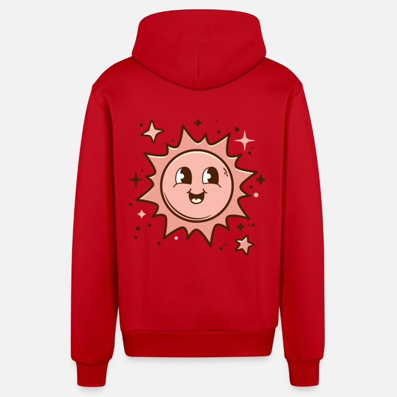 Rose soleil heureux - Veste à capuche bio décontractée fabriquée en UE - rouge