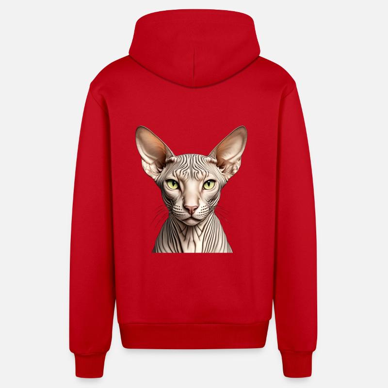 Chat Sphynx - Veste à capuche bio décontractée fabriquée en UE - rouge