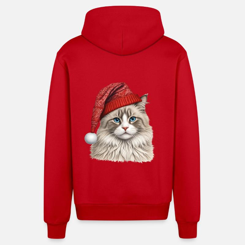 Chat ragdoll de Noël - Veste à capuche bio décontractée fabriquée en UE - rouge
