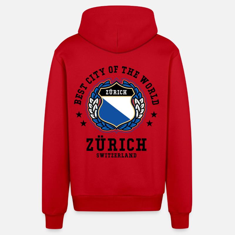 Zurich - Veste à capuche bio décontractée fabriquée en UE - rouge