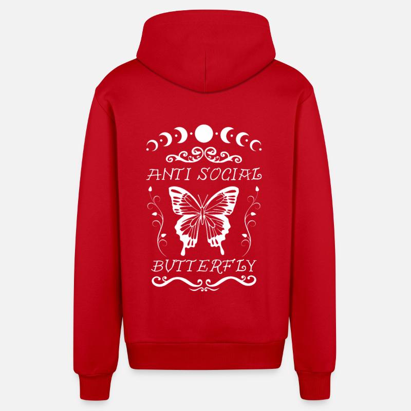 Papillon antisocial - Veste à capuche bio décontractée fabriquée en UE - rouge