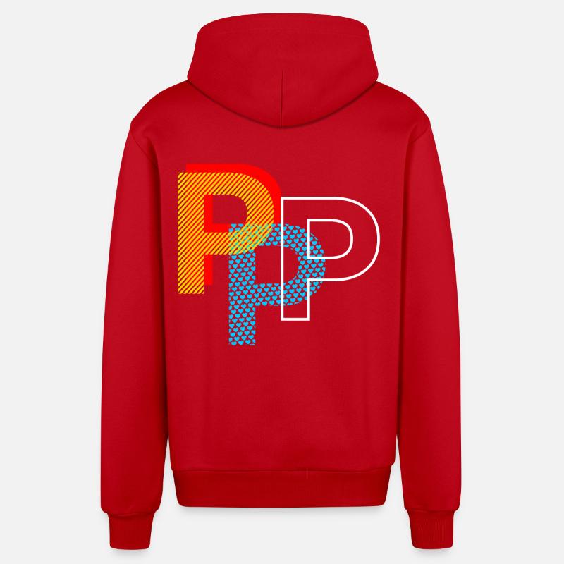 Buchstabe P - Organic Relaxed Kapuzenjacke Made in EU - Rot