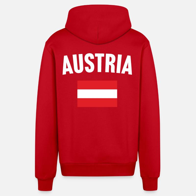Drapeau de l’Autriche - Veste à capuche bio décontractée fabriquée en UE - rouge