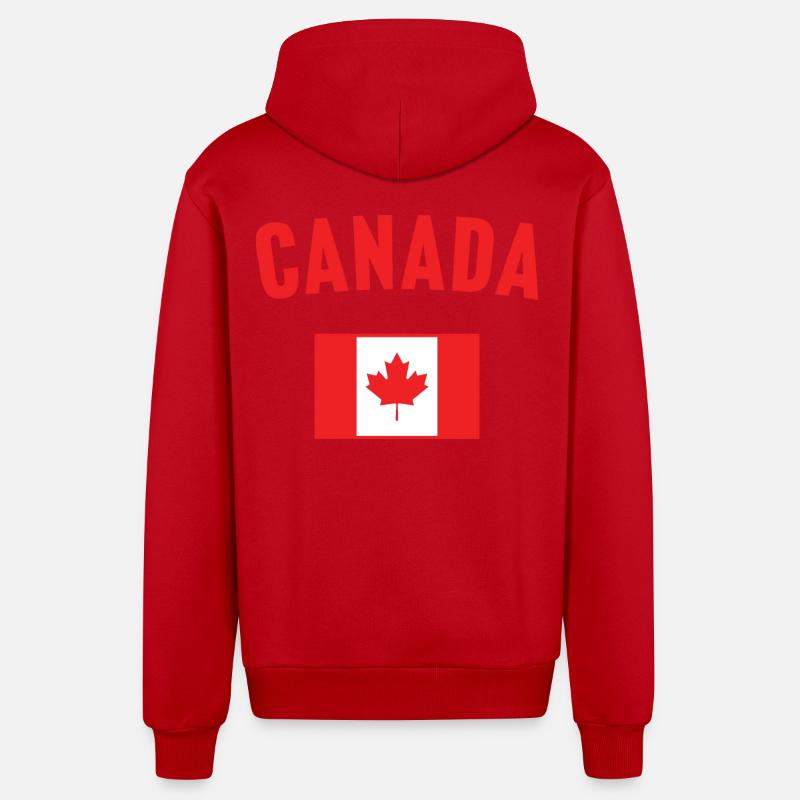 Drapeau du Canada - Veste à capuche bio décontractée fabriquée en UE - rouge