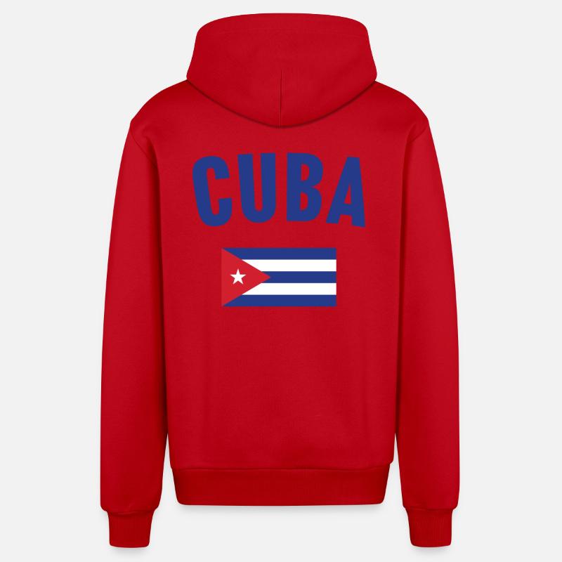 Drapeau de Cuba - Veste à capuche bio décontractée fabriquée en UE - rouge