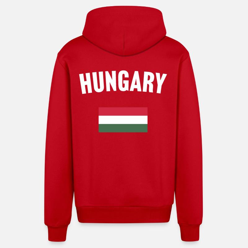 Drapeau de la Hongrie - Veste à capuche bio décontractée fabriquée en UE - rouge