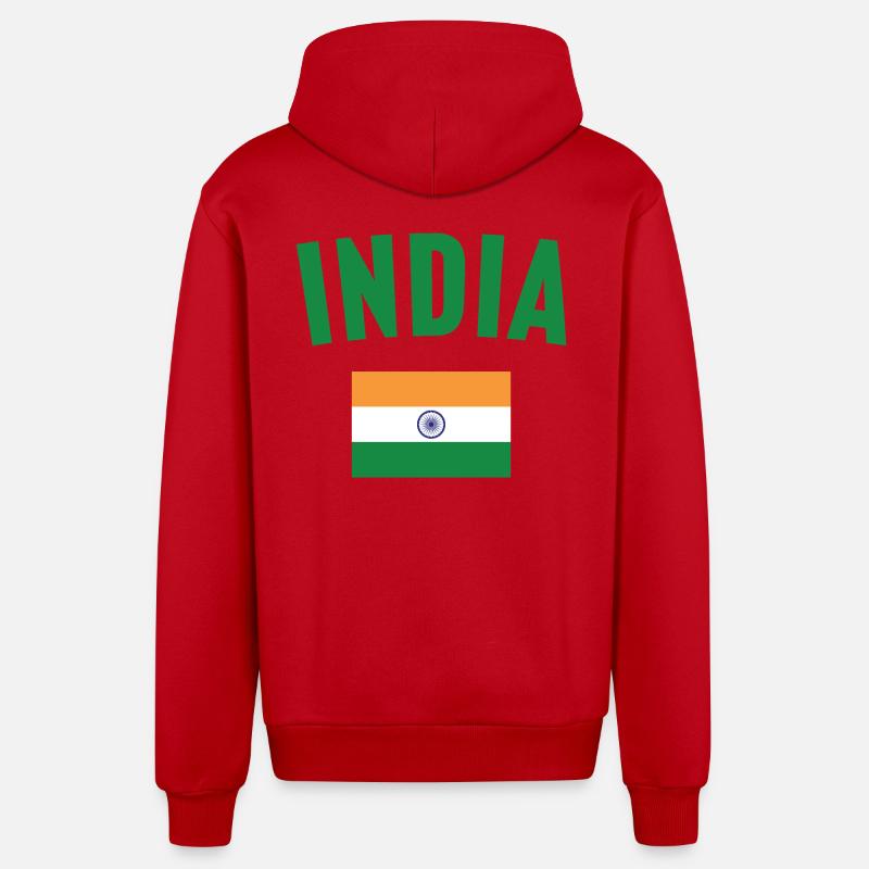 Drapeau de l’Inde - Veste à capuche bio décontractée fabriquée en UE - rouge