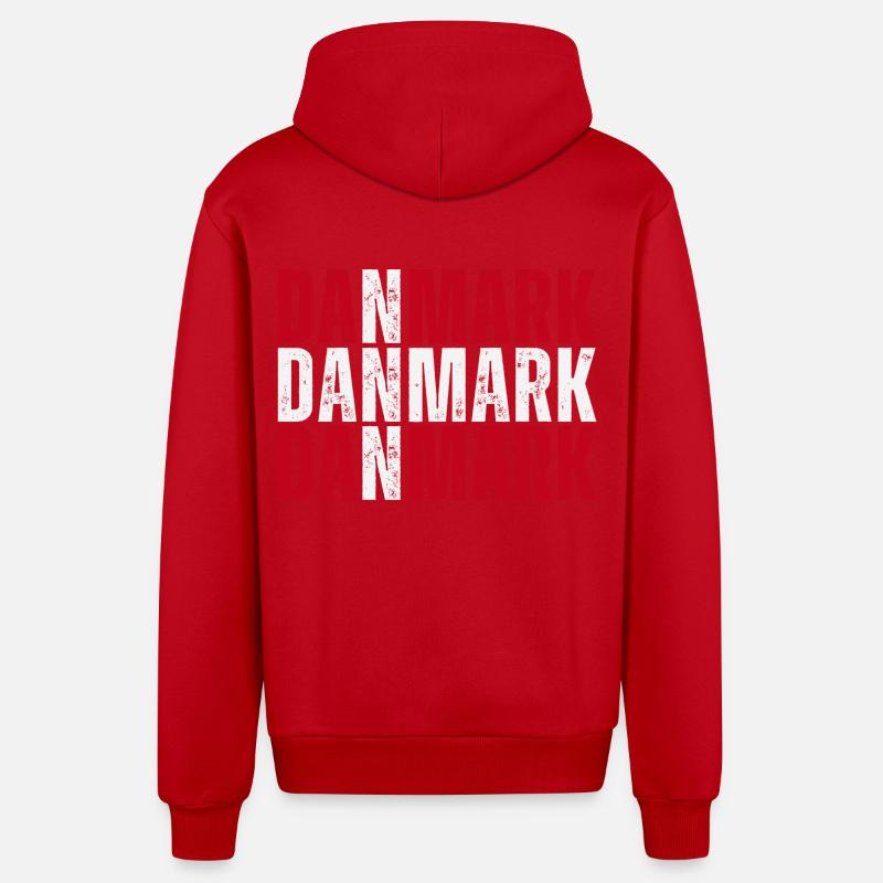 Drapeau du Danemark, fierté danoise - Veste à capuche bio décontractée fabriquée en UE - rouge