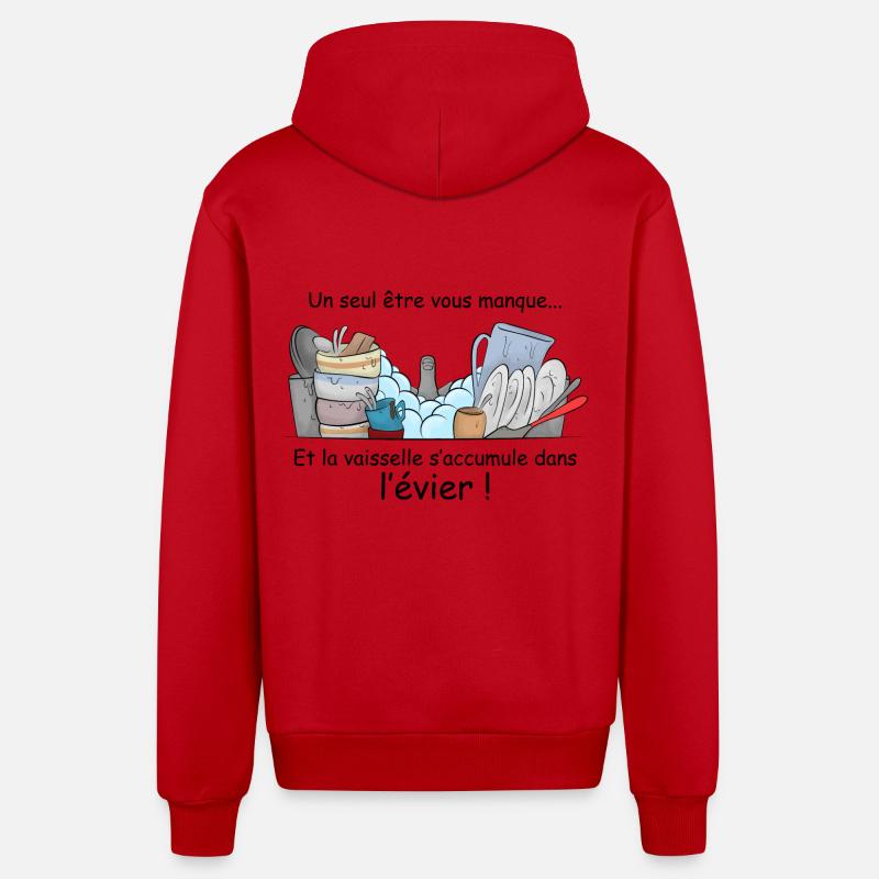 Only one being missing .... - Organic Relaxed Hooded Jacket Made in EU - red