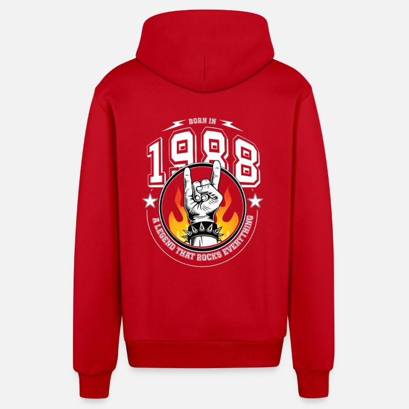 1988 Birthday, rocks everything - Organic Relaxed Hooded Jacket Made in EU - red