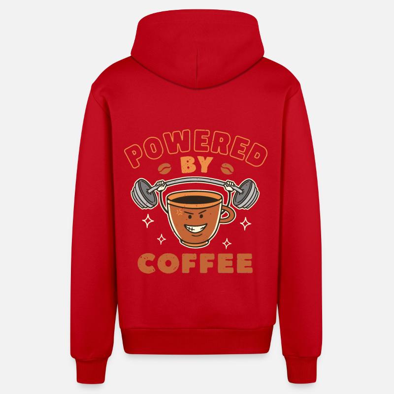 Propulsé par le café - Veste à capuche bio décontractée fabriquée en UE - rouge