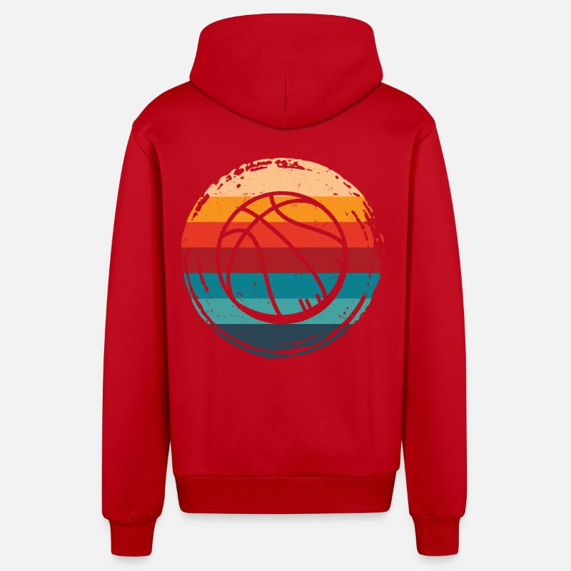 Basket-ball Rétro Grunge Circle - Veste à capuche bio décontractée fabriquée en UE - rouge