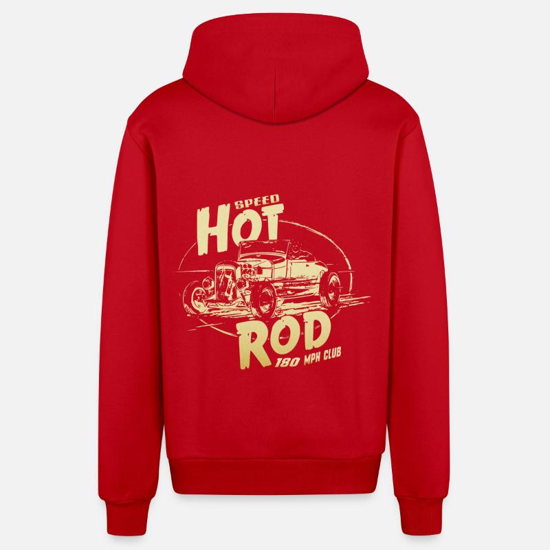 Garage Hot Rod V8 - Veste à capuche bio décontractée fabriquée en UE - rouge
