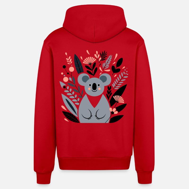Koala avec des fleurs - Veste à capuche bio décontractée fabriquée en UE - rouge