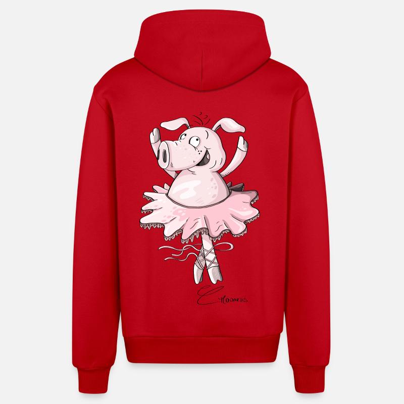 Ballet de cochon I Prima Ballerina - Veste à capuche bio décontractée fabriquée en UE - rouge