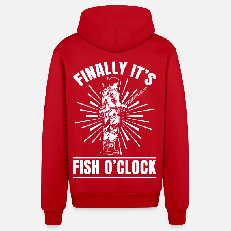Fishing Instructor Funny Saying - Organic Relaxed Hooded Jacket Made in EU - red