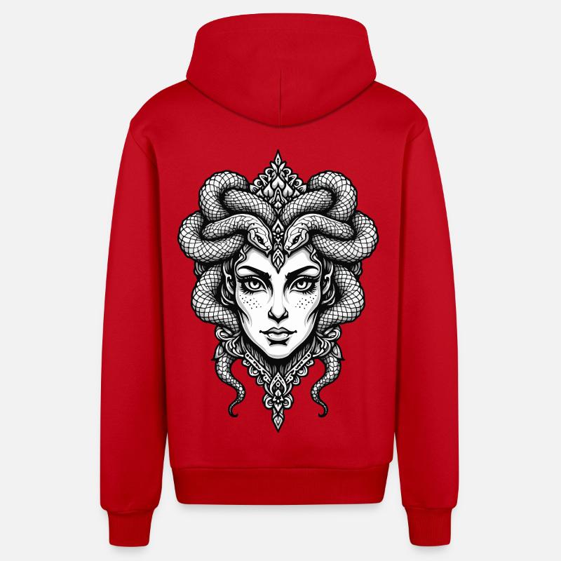 Méduse - Veste à capuche bio décontractée fabriquée en UE - rouge