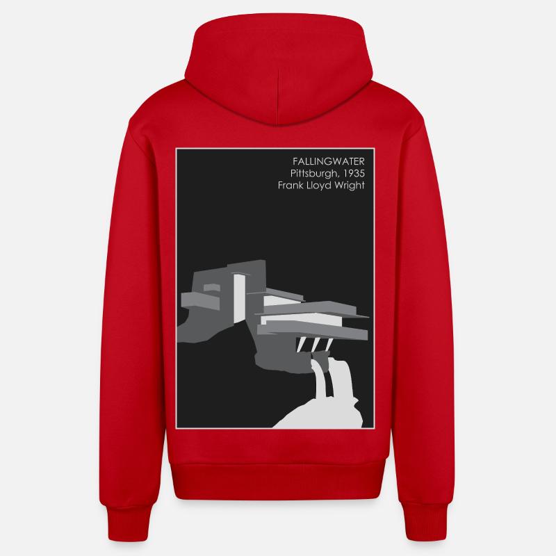 Architecture moderne : Fallingwater - Veste à capuche bio décontractée fabriquée en UE - rouge