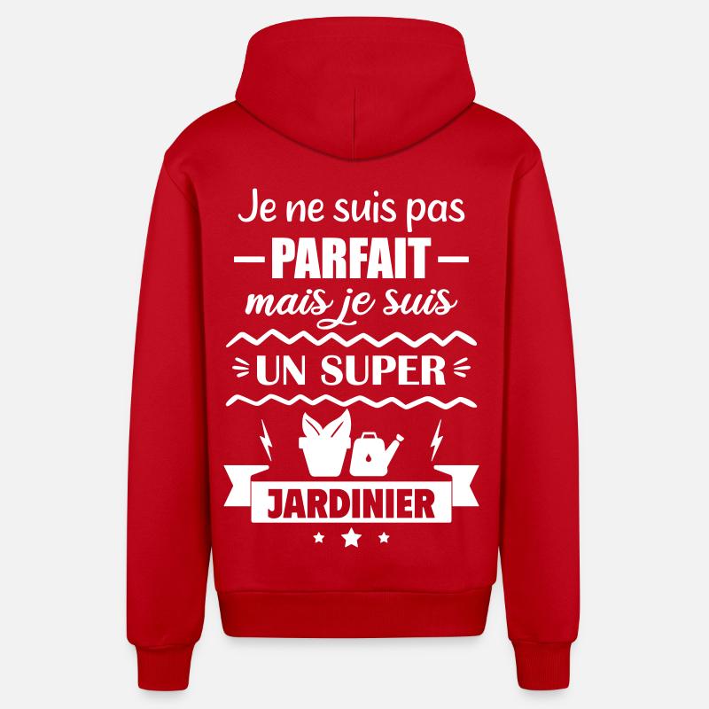 Pas parfait mais super jardinier - Veste à capuche bio décontractée fabriquée en UE - rouge