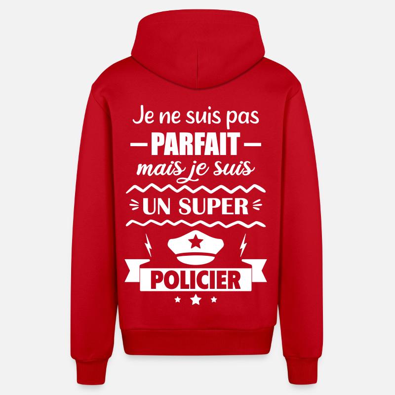  Pas parfait mais super policier - Veste à capuche bio décontractée fabriquée en UE - rouge