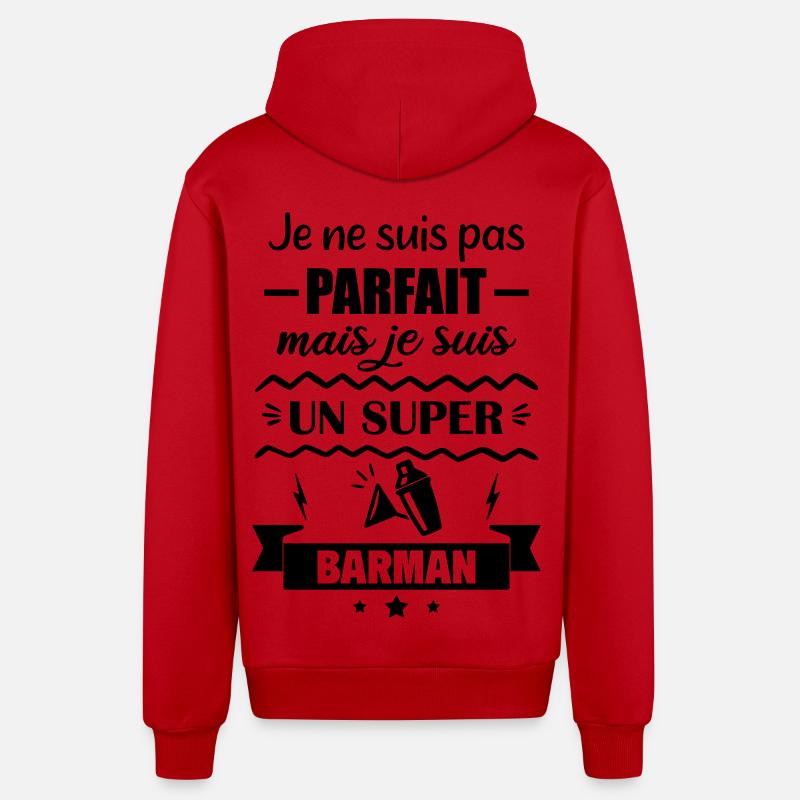 Pas parfait mais super barman - Veste à capuche bio décontractée fabriquée en UE - rouge