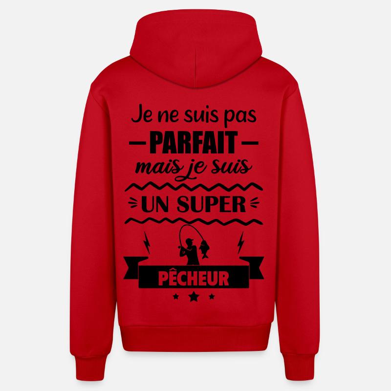 Pas parfait mais super pêcheur Pêche - Veste à capuche bio décontractée fabriquée en UE - rouge